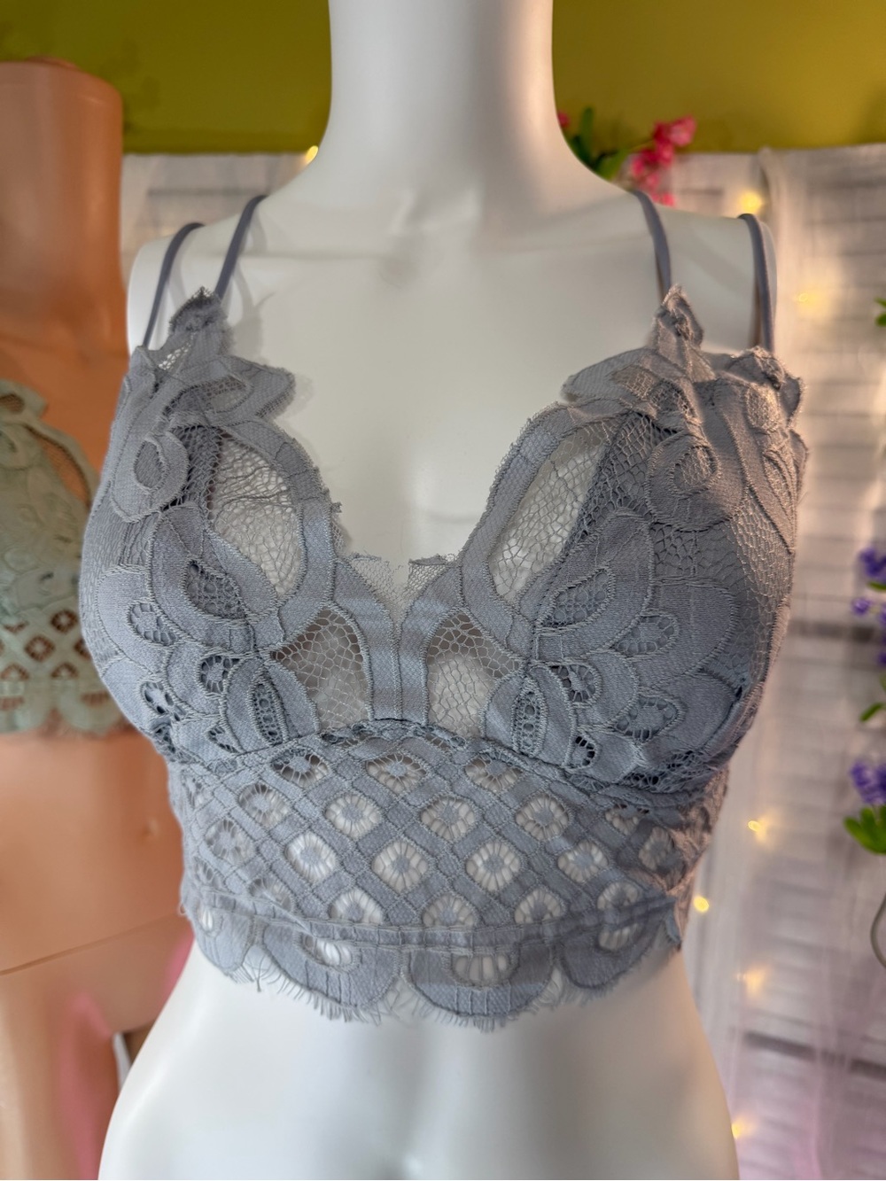 Zenana Lace Bralette - Gray (new in bag)